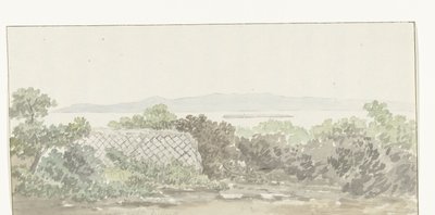 Gezicht op de ruïne van het teater i Brindisi Utsikt över resterna av teatern i Taranto (titel på objekt) Resor i Italien, Sicilien och Malta - 1778 (serietitel) av Louis Ducros