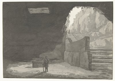 Fontein grotta i den gamla staden Manduria Mandurians grotta och fontän som nämns i Plinius Resor i Italien, Sicilien och Malta - 1778 (serietitel) av Louis Ducros