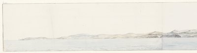 Panorama sätter Agrigento i kusten Avlägsen utsikt över staden Girgenti och kusten (titel på objektet) Resor i Italien, Sicilien och Malta - 1778 (serietitel) av Louis Ducros