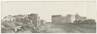 Profil av de inomhus och utomhusmuren från den gamla staden Manduria Profil av de inre och yttre väggarna i det antika Manduria (titel på objektet) Resor i Italien, Sicilien och Malta - 1778 (serietitel) av Louis Ducros