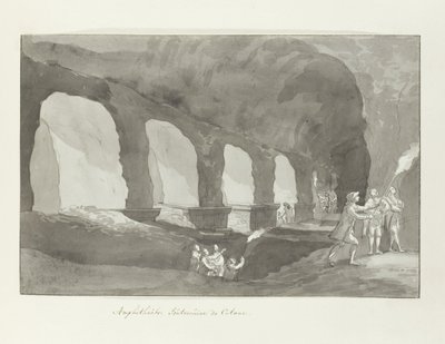 Underground van het amfitheater van Catanië Amfiteatern i Catania (titel på objekt) Resor i Italien, Sicilien och Malta - 1778 (serietitel) av Louis Ducros