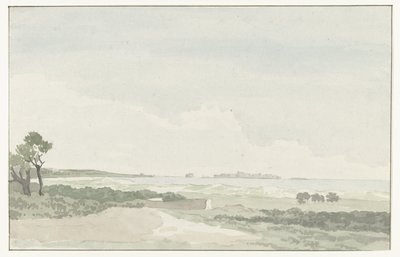 Vergezicht med de stad Gallipoli Avlägsen utsikt över staden Gallipoli (titel på objekt) Resor i Italien, Sicilien och Malta - 1778 (serietitel) av Louis Ducros