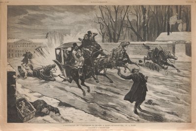 Mordet på tsar Alexander II i St Petersburg, 1881. av Louis Dünki