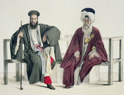 En grekisk präst och en turk, graverad av bröderna Thierry, 1825 av Louis Dupré