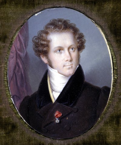 Porträtt av Vincenzo Bellini (1801 - 1835) Miniatyr av Dupré. Scala museum. Milano. av Louis Dupré