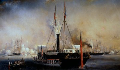 Kung Louis Philippe I och fransmännens drottning möter drottning Victoria och prins Albert som anlände till Treporten den 2 september av Louis Eugene Gabriel Isabey