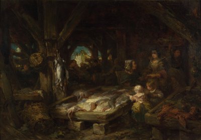 Fiskmarknaden, Dieppe, 1845 av Eugene Isabey