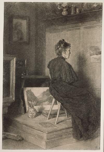 Mary Eysen i ateljén i Villa Holstein i Meran-Obermais av Louis Eysen