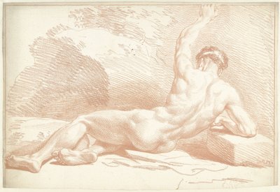 Man naken, liggande, sedd bakifrån av Louis Fabritius Dubourg