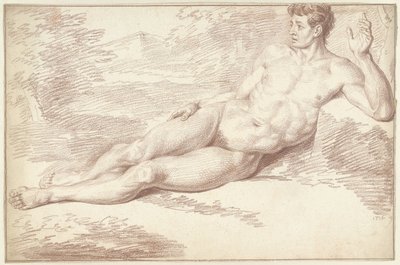Man naken, liggande på sidan, till höger av Louis Fabritius Dubourg