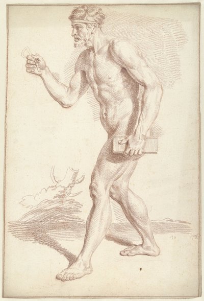 Man naken, gående, till vänster av Louis Fabritius Dubourg