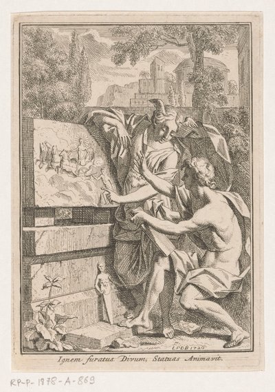 Kvinna med bevingat huvud visar basrelief för ung man av Louis Fabritius Dubourg