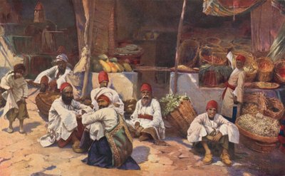 En persisk butik (färg litho) av Louis Fairfax Muckley
