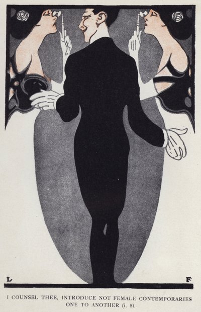 Jag råder dig, introducera inte kvinnliga samtida för varandra (färg litho) av Louis Fancher