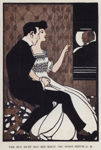 Solen får inte se vad månen ser (färg litho) av Louis Fancher