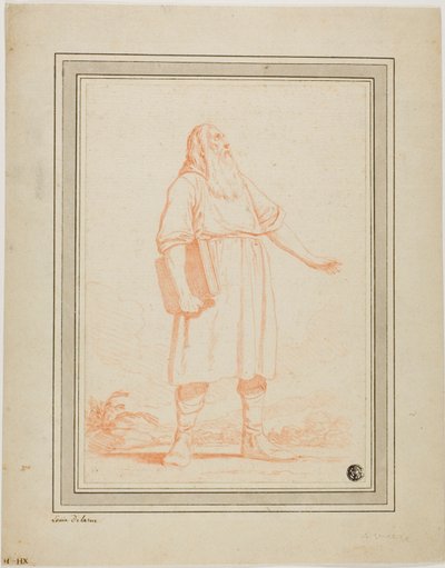 Stående skäggig man som håller i en bok av Louis Felix de la Rue