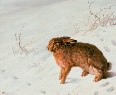 Hase im Schnee, 1875 von Louis Ferdinand von Rayski