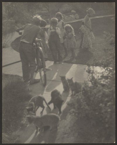 [Barn och katter] av Louis Fleckenstein