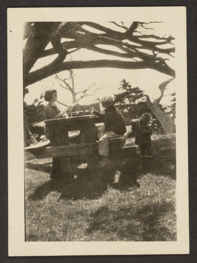 [Barn vid ett picknickbord] av Louis Fleckenstein