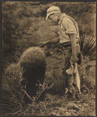[Man med jackrabbits] av Louis Fleckenstein