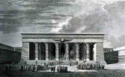 Restaureringen av ett stort egyptiskt tempel, graverad av Pierre Nicolas Ransonette (1745-1810) från volym III av 
