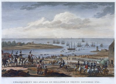 "Engelsmännens ombordstigning i Holland, 30 november 1799" av Louis Francois Couche