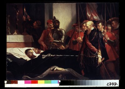 ""Sista hyllningar till greven av Horn Philippe de Montmorency (1524-1568) och till Lamoral, greve av Egmont (1522-1568) på deras dödsbädd, avrättade för förräderi efter att ha samlats till Gueux-revolten (början av Åttioåriga krig (fyra av Louis Gallait