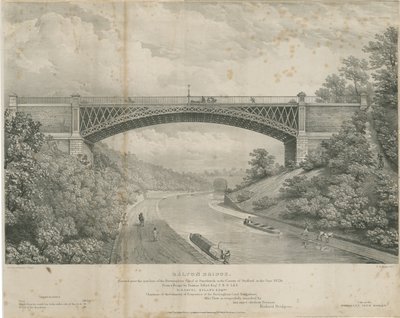 Calton Bridge: zinklitografi, nd [1826] av Louis Haghe