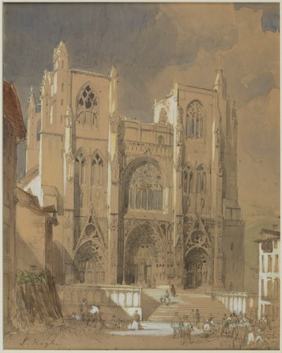 St Maurice-katedralen i Vienne (bläck, penna och akvarell på papper) av Louis Haghe