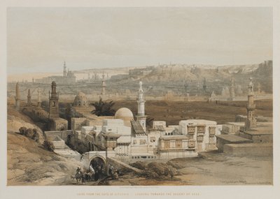Egypten och Nubien, volym III: Kairo från Citzenib-porten, blickar mot Suezöknen, 18 av Louis Haghe