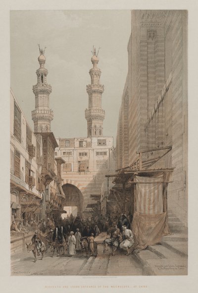 Egypten och Nubien, Volym III: Minarets, and Grand Entrance of the Metwaleys, i Kairo av Louis Haghe