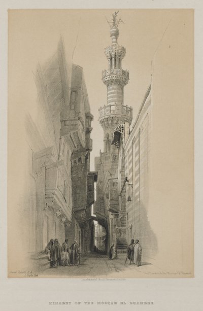 Egypten och Nubien, volym III: Minareten i moskén El Rhamree av Louis Haghe