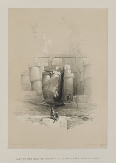 Egypten och Nubia, Volym II: Del av Kolumnhallen i Karnak, Thebe av Louis Haghe