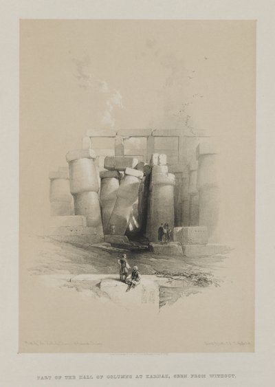Egypten och Nubien, volym II: Del av kolumnhallen i Karnak, Thebe, 1847. av Louis Haghe