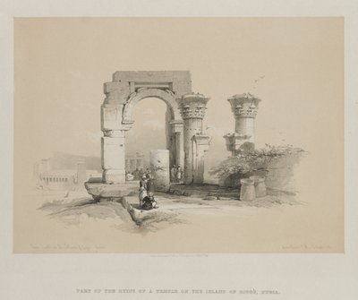 Egypten och Nubien, Volym II: Ruiner - Templet på ön Biggeh, Nubia, 1847. av Louis Haghe
