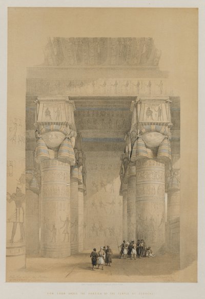 Egypten och Nubien, volym II: Utsikt från under portiken av templet i Dendera, 1849. av Louis Haghe
