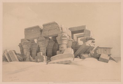 Egypten och Nubien: Volym I - nr 1, nr 2, resterna av portiken till templet Kom Ombo av Louis Haghe