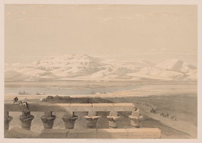 Egypten och Nubien: Volym I - nr 30, Lybian Chain of Mountains from Temple of Luxor av Louis Haghe