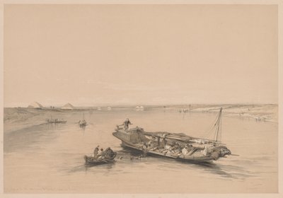 Egypten och Nubien: Volym I - nr 4, Slavbåtar på Nilen, View Looking Towards..., 1838. av Louis Haghe