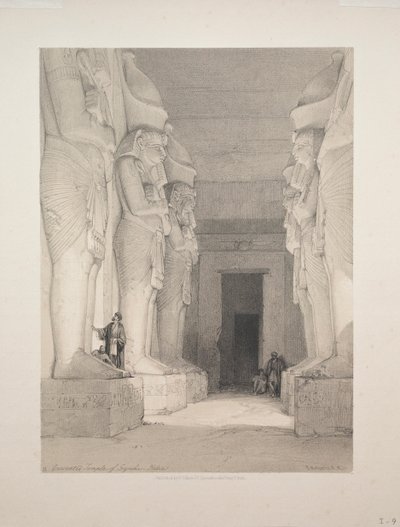 Egypten och Nubien: Volym I - nr 9, Gyrshes utgrävda tempel, Nubien, 1838. av Louis Haghe