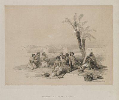 Egypten och Nubien, volym I: Abessiniska slavar vilar vid Korti-Nubia, 1847. av Louis Haghe