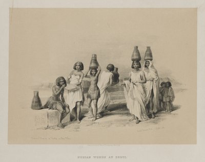 Egypten och Nubien, Volym I: Nubian Women at Kortie, on the Nile av Louis Haghe