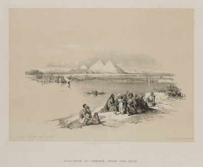 Egypten och Nubien, Volym I: Pyramids of Geezeh, från Nilen, 1846. av Louis Haghe