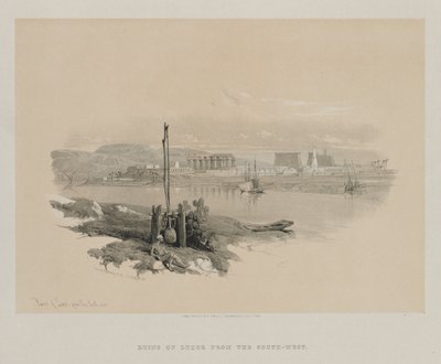 Egypten och Nubien, volym I: Ruinerna av Luxor från sydväst, 1846. av Louis Haghe