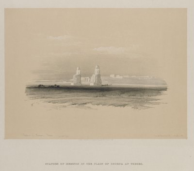 Egypten och Nubien, volym I: Statyer av Memnon, Thebe, 1846. av Louis Haghe
