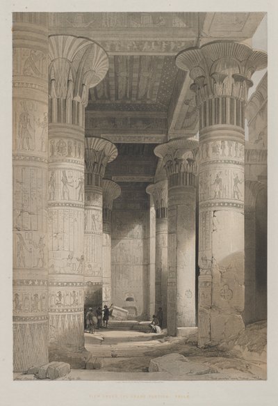 Egypten och Nubien, Volym I: View Under the Grand Portico of the Temple, Philae av Louis Haghe