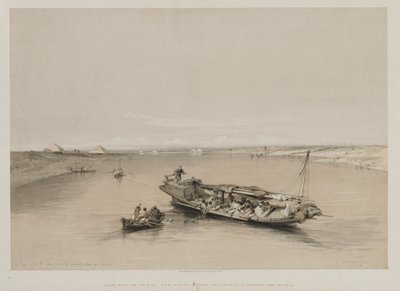 Egypten och Nubien, Volym I: View on the Nile Looking Towards the Pyramids of Dashour och Saccara av Louis Haghe