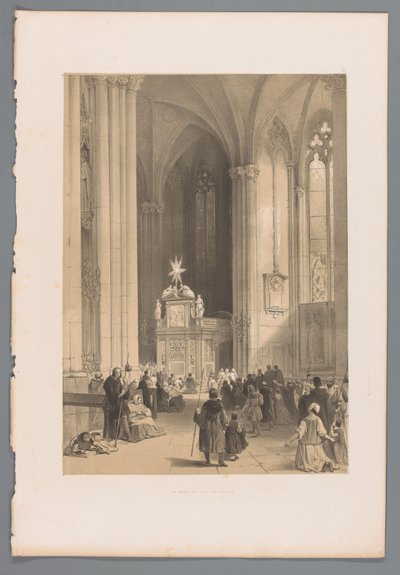 Utsikt över de tre kungarnas relikvieskrin i Kölnerdomen La chasse des trois rois a Cologne (titel på objekt) av Louis Haghe