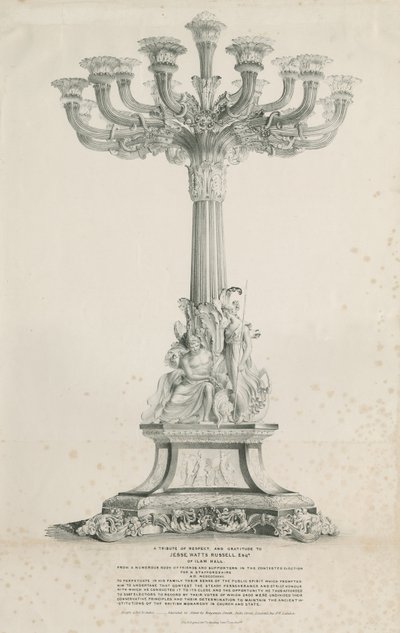Ilam Hall - Kandelabrar: litografi, 1832 av Louis Haghe
