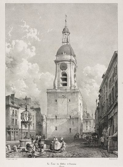 Pittoreska och romantiska resor i gamla Frankrike, Picardie: Klockstapeltornet i Amiens, Picardie, efter François Bonhommé (franska, 1809-1881) ) av Louis Haghe